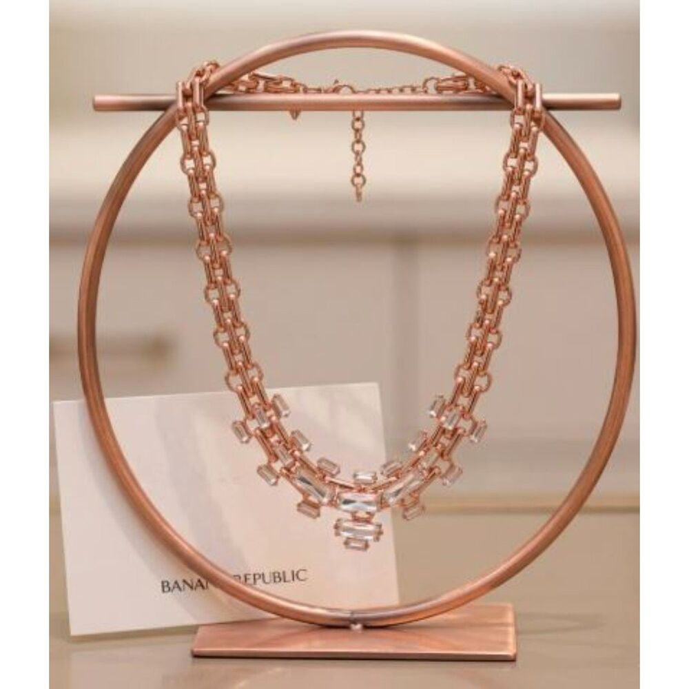Banana Republic Women's Gold Dash Baguette Crystal Necklace NWT 78